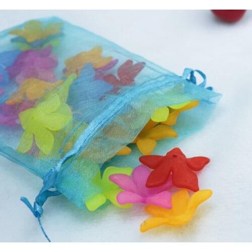 9*12cm lake blue Organza Bag Wedding party Candy Bag Fashion Soft Style Special Design Storage Jewelry Gift Package 100pcs