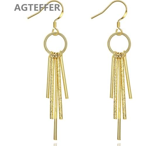 AGTEFFER 2021 New 24K Gold Woman Earrings Fashion Charm Round Five Post Earring Jewelry Gifts