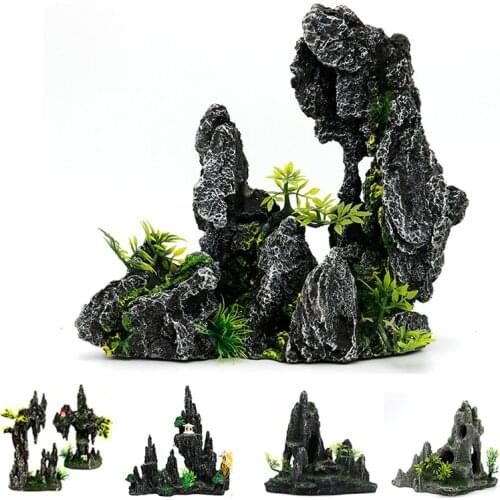 Aquarium Rockery Stone Aquatic Ornaments Fish Tank Landscaping Simulation Landscape Resin Rockery Stone Pet Accessoriess