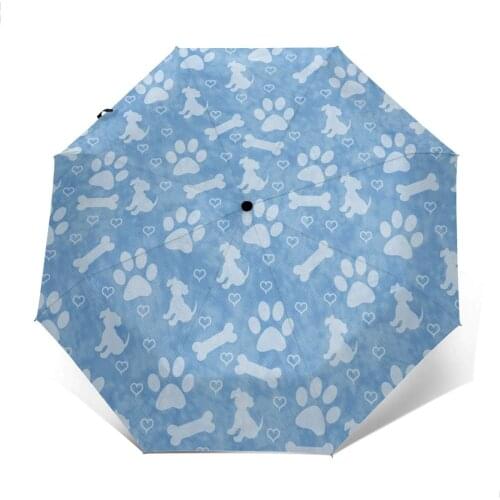 Automatic Umbrella Blue Paws Bones And Hearts three-fold umbrella women men rain umbrella
