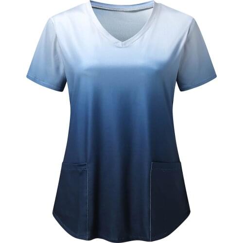 Hospital Carer Nurse Uniform Top Breathable Women Short Sleeve Scrubs Tops Working Uniform Blouse 2021 Gorro Enfermera A40