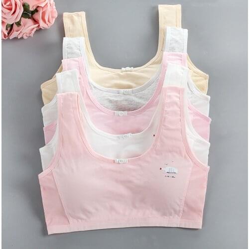 Puberty Cotton Young Girls Vest Sport Tops Training Kids Bra Student Teen Adolescent Underwear Bras Children for 8-18 Years Old