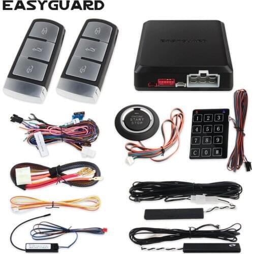 Easyguard rolling code PKE car alarm kit psssive keyless entry system remote engine start push button start touch password entry