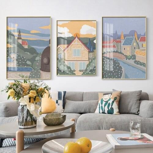 EECAMAIL Modern Fresh Scenery Diamond Art Painting Sofa Background Wall Painting Diamond Embroidery Cross Stitch No Frame