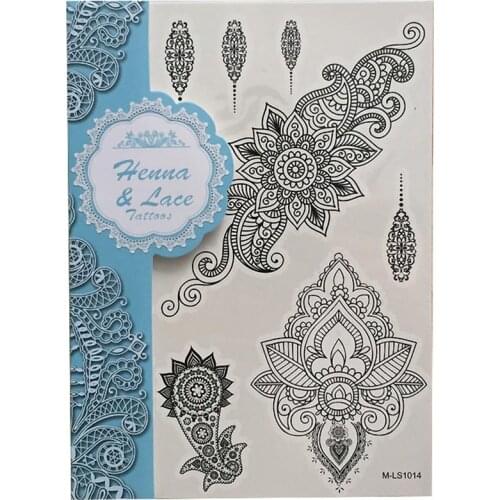 Hot Sale Temporary Tattoo For Black India Henna Tattoo Love Flower Pattern Inspired Body Tattoos Stickers