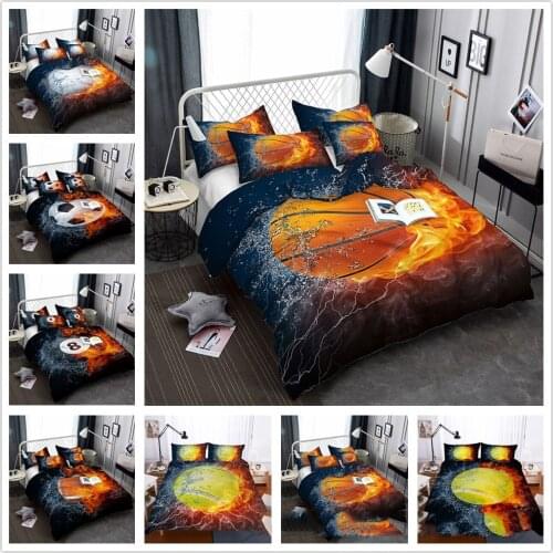 Home Textiles 2/3pcs Bedding Set Ball Games Printing Soft Duvet Cover With Flat Pillowcase Twin Full King Size No Comforter