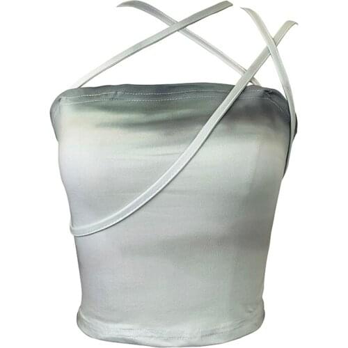 2021 Summer Womens French Gradient Short Slim-fit Inner Camisole New Niche Wilder Beauty Back Camisole Corset Short Sleeve