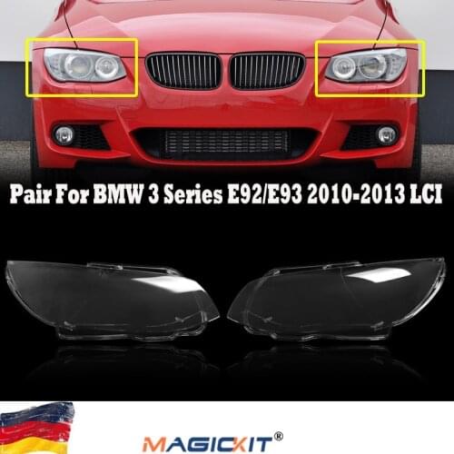MagicKit For BMW E92 E93 10-13 LCI Left+Right Clear Headlight Headlamp Lens Cover Shells