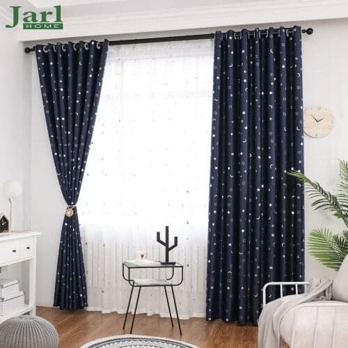 Small Star Moon Blackout Curtains For Living Room Bedroom Kids Room Children Window Curtains for Children