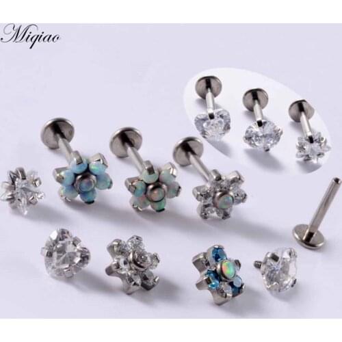 Miqiao 2pcs Hot Sale Personalized Zircon Round Five-pointed Star Inner Teeth Piercing Jewelry