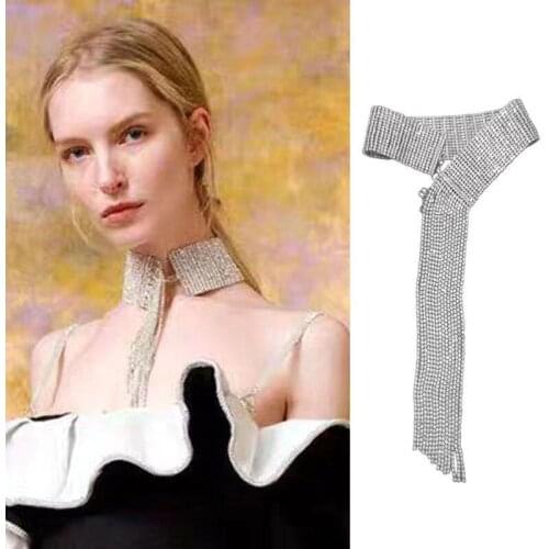 Fashion sexy Necklace tassel simple Crystal Rhinestone Necklace, suitable for womens personality luxury neckline jewelry gifts