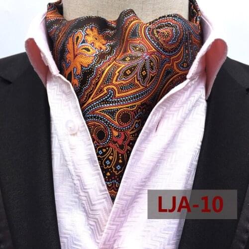 Fashion Design Ties Luxury Casual Orange Paisley Ascot Vintage Britsh Style Jacquard Woven Ascots for Adult