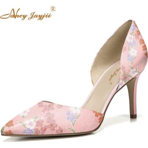 Nancyjayjii Beige Heels Classic Flower High Heel Leather Shoes Women Pointed Toe Two-Piece Pumps Dress Career Casual Size 43