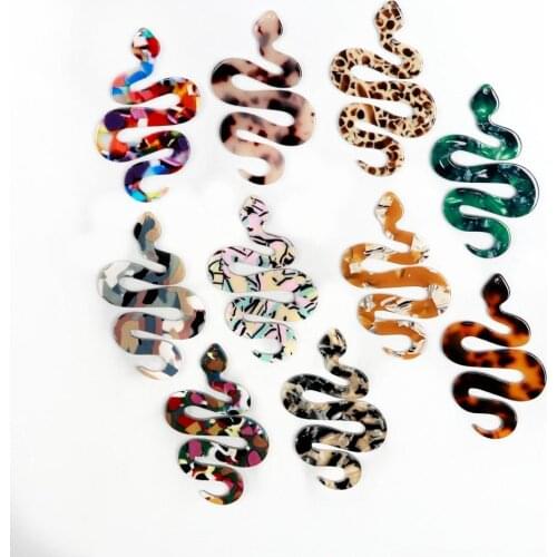 Tortoise Shell Earrings Charm,Acetate Acrylic Large Snake Shaped frame Pendants,Boho Earring Parts ,60mmx38mm,ACE-289