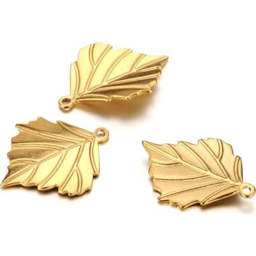 5pcs/Lot Real Stainless Steel Leaf DIY Charms Pendants for Making Necklace Bracelet Earring Accessories 17*13mm