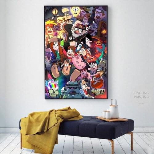 Disney Gravity Falls Classic Movie Anime Poster Canvas Wall Art Painting Living Room Bedroom Dorm Lounge Baby Room Home Decor