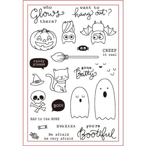 Batty Halloween Transparent Clear Silicone Rubber Stamps Set For DIY Scrapbooking Photo Album Cards Making Decor Dies Cut New