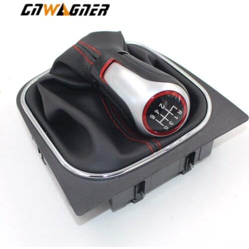 FOR golf 6 Genuine Leather Car Manual Gear Shift Knob 5 6 Speed handle ball boot For VW Volkswagen Golf 6 MK5 MK6 Matte Pa