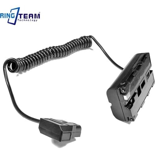 Coiled Cable Power P-Tap D-Tap to NP-F550 F570 Dummy Battery Coupler for Monitors / Lights / Lamps