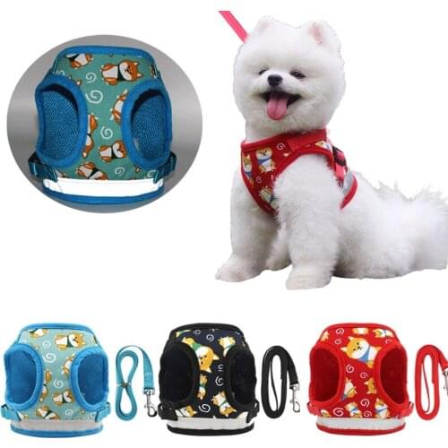 Reflective Pet Dog Harness for Dogs Chihuahua Pug Small Medium Breathable Nylon Pet Puppy Vest Walking Leash for Yorkie Teddy