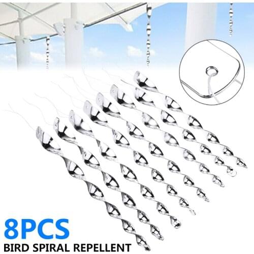 8pcs Bird Repellent Reflective Scare Rods Spiral Deterrent Control Device Garden Crop Bird Pigeons Scare Rod