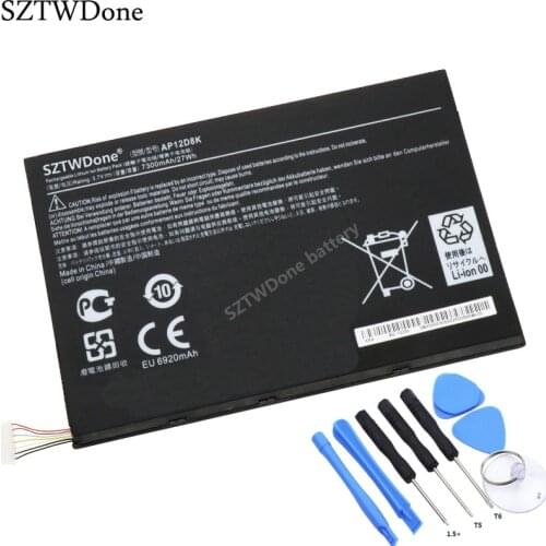 SZTWDone AP12D8K Tablet Battery for ACER Iconia Tab A3-A10 A3-A11 W510 W510P 3.7V 7300MAH 27WH