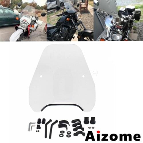 For Honda Yamah Harley Cafe Racer 7/8" 1" Handbars Motorcycle Round /Rectangular Headlight Fairing Front Windshield Wind Screen