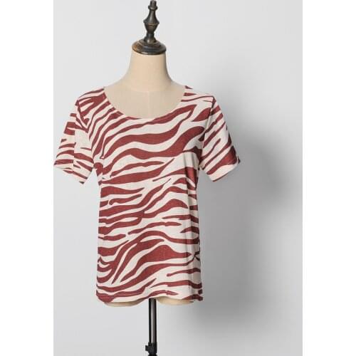 Imprimé Zèbre T-Shirt Women Summer Clothing 2021 Short Sleeve Round Neck Elegant Tee Shirt Top Femme Casual Tshirt T Shirt
