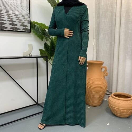Women Long Tops Knitted Cardigan Thin Sweater Muslim Abaya Open Fall Arab Autumn Middle East Ramadan Islamic Clothing Casual New