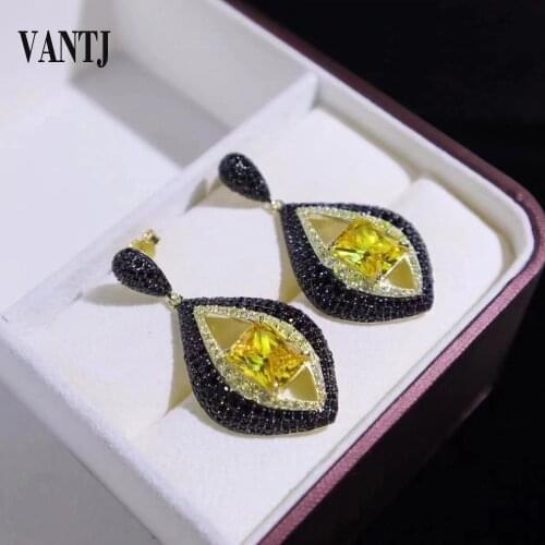 Vantj New Design Citrine Earring Sterling 925 Silver for Women Lady Anniversary Party Fine Jewelry Gift Wholesale