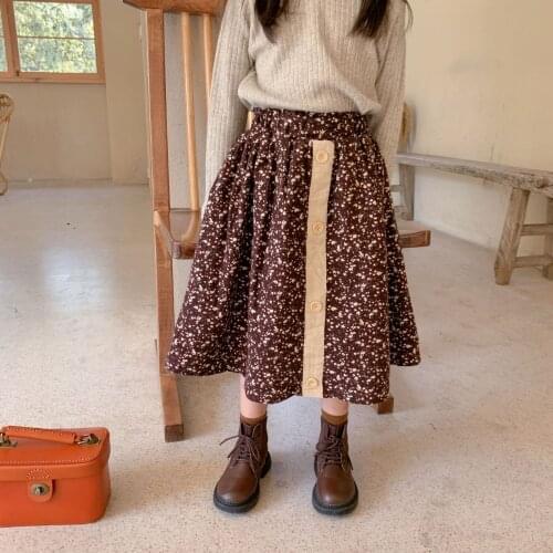 Toddler Girls Winter Skirts 2020 New Child Korean Floral Thicken Skirt Fashion Plus Velvet Cotton Skirt For Girl Kids Clothes