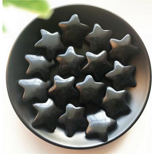 1PC 30mm Natural Black Obsidian Crystal Gemstone Star Meditation Healing Chakra Polished Natural Stones and Minerals