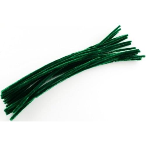 50Pcs Pandahall 11.8" DarkGreen Christmas Tinsel Decoration DIY Chenille Stem Tinsel Garland Wire 300x5mm