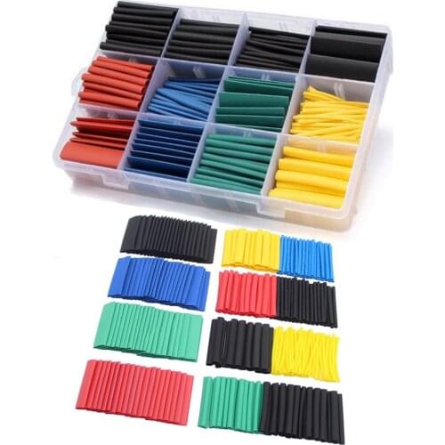 530pcs 580pcs box-packed 2:1 Wrap Wire Cable Insulated Polyolefin Heat Shrink Tube Ratio Tubing Insulation Shrinkable Tubes