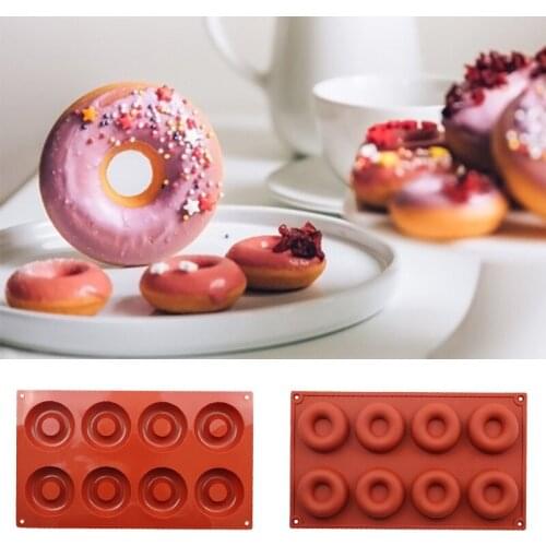 8 Holes DIY Donut Maker Non-Stick Baking Pastry Silicone Fondant Mold Cookie Chocolate Mold Cake Dessert Decorating
