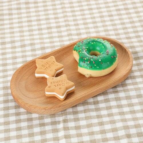 Japanese Style Dessert WoodenTray Snack Plate Beech Round Plate For Candy Mini Solid Round Cake Dish Small Dinner Plate