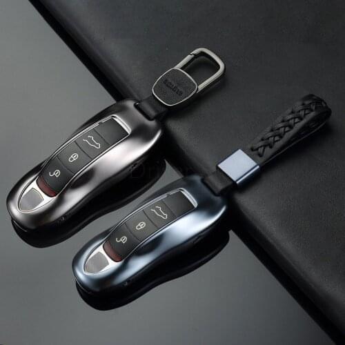 Key Case Cover For Porsche Cayenne Macan 911 panamera Key bag buckle Aluminum alloy Shell only for remote key Side Protective