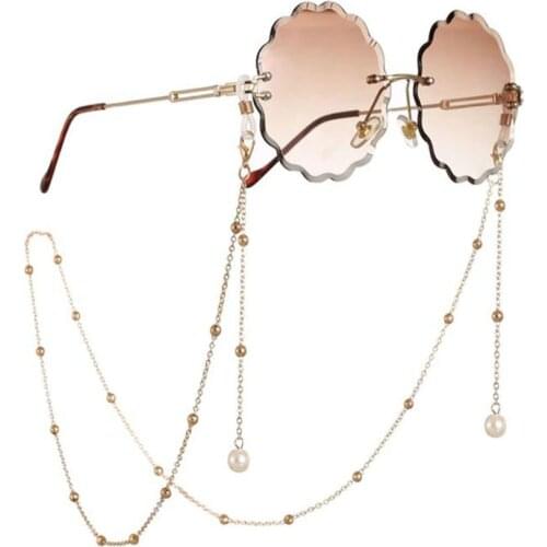 Designer original copper bead chain sunglasses glasses chain bohemian style fashion pearl tassel sunglasses anti-lost chain