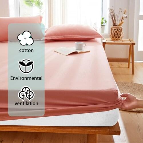 Cotton Luxury Fitted Sheet Solid Bed Mattress With Four Corners Elastic Band Sheets Hot Sale Suitable For Hotel And Home