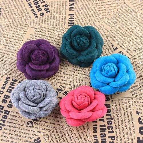 Handmade Artificial Flower Camellia Fabric Badges Brooch Pin Women Corsage Fashion Apparel Clothes DIY Decorative