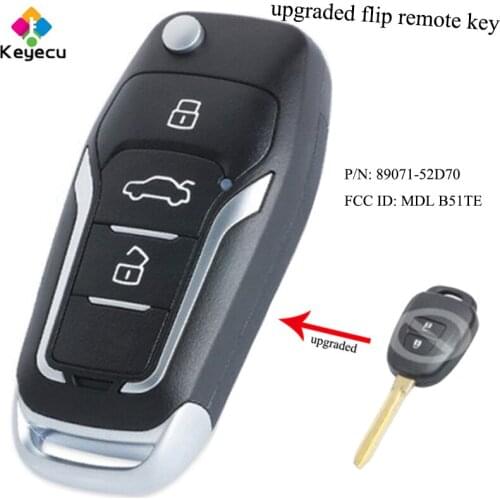 KEYECU Upgraded Flip Remote Control Car Key - 3 Buttons& 314MHz& G Chip - FOB for Toyota Yaris 2012-2014 Autralian FCC ID: B51TE