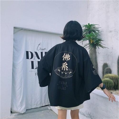 14 Colors Japanese Style Kimono Haori Men Women Samurai Cardigan Buddha Dragon Crane Eagle Bamboo Print Traditonal Costume