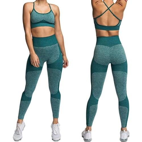 Yoga Sets Women Bra Top Gym Wear Push Up Seamless High Waist leggings Butt Workout Sets Women Sport Suits Fitness Clothes