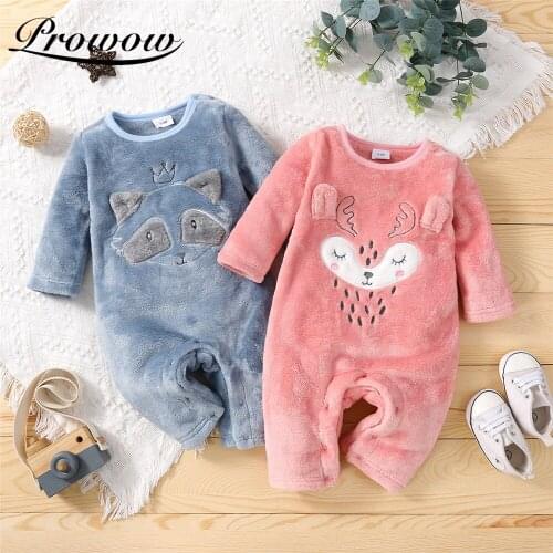 Prowow Coral Fleece Baby Boys Clothes Cartoon Babys Rompers Winter Newborn Jumpsuit For Kids Boys Clothing Cute Infant Outfits