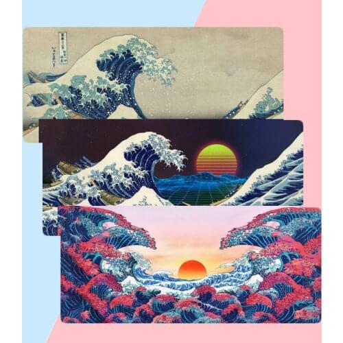New Designs Japanese wave Art Natural Rubber Gaming mousepad Desk Mat X XL XXL Non slip Cushion Thickness 2mm LockEdge equal LE