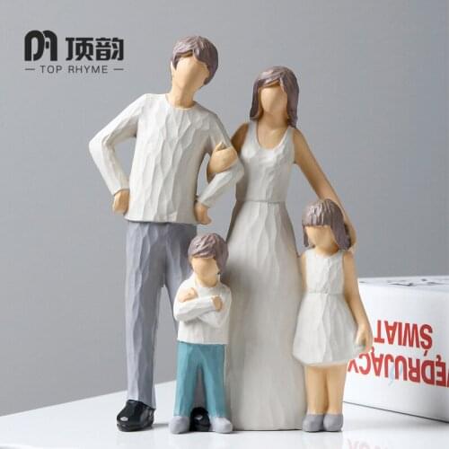 Creative Happy family Statue Resin sculpture Crafts Simple Living Room Ornaments Home Office Store Decors Decorations