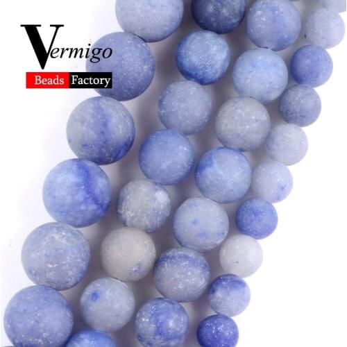 Natural Dull Polished Blue Aventurine Round Beads For Jewelry Making 4 6 8 10 12mm Matte Spacer Beads Diy Bracelet Necklace 15"