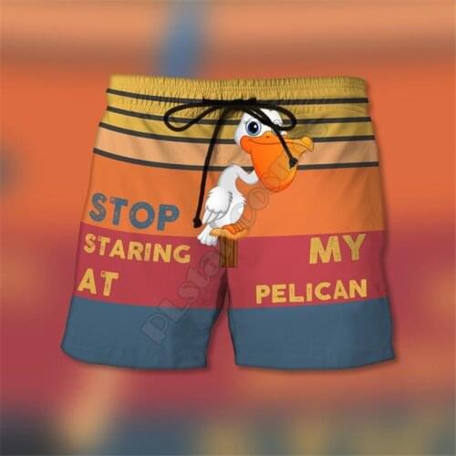 PLstar Cosmos Summer Casual Shorts Stop Staring At My Pelican 3D Printed Trousers For Women Men Shorts Comfortable breathable