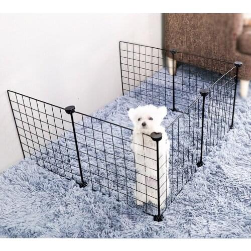 Pet Playpen Foldable Iron Cat Cages Indoor Home Isolation Door Exercise Training Kennels DIY Free Combination Dog Fences Aviary
