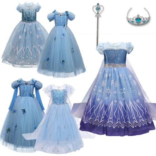 5-10Years New Year Children Clothing Kids Birthday Party Princess Dress Halloween Costume For Girls Belle Dresses Send Crown